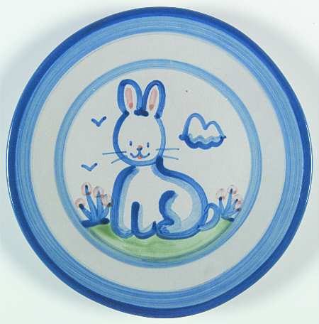 Country Scene Blue Salad/Dessert Plate