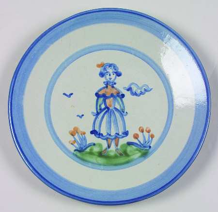 Country Scene Blue Salad/Dessert Plate