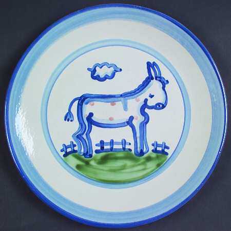 Country Scene Blue Dinner Plate