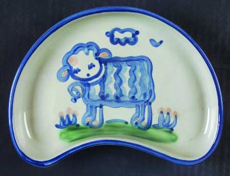 Country Scene Blue Crescent Salad Plate