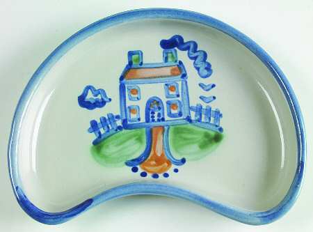 Country Scene Blue Crescent Salad Plate