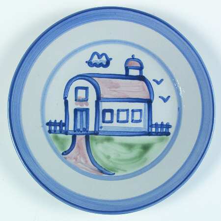 Country Scene Blue Luncheon Plate