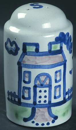 Country Scene Blue Oversized Salt Shaker