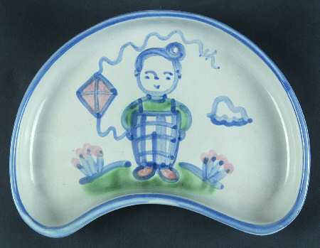 Country Scene Blue Crescent Salad Plate
