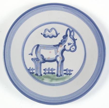 Country Scene Blue Luncheon Plate