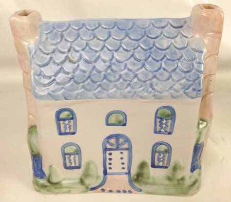 Country Scene Blue House Figurine