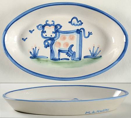 Country Scene Blue 11" Oval Serving Platter