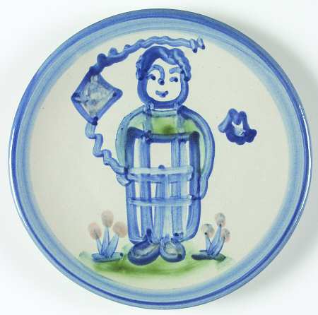Country Scene Blue Bread & Butter Plate