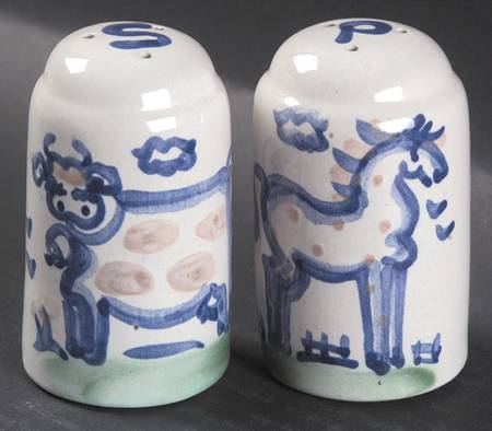 Country Scene Blue Salt & Pepper Set