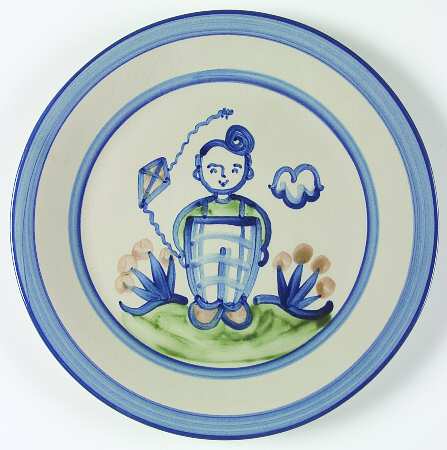 Country Scene Blue Dinner Plate