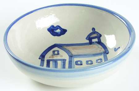 Country Scene Blue Coupe Soup Bowl