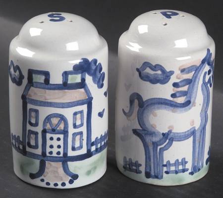 Country Scene Blue Oversized Salt & Pepper Set