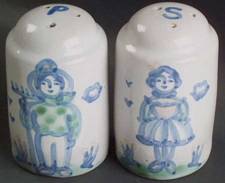Country Scene Blue Oversized Salt and Pepper Set