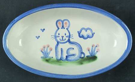 Country Scene Blue 9" Oval Serving Platter