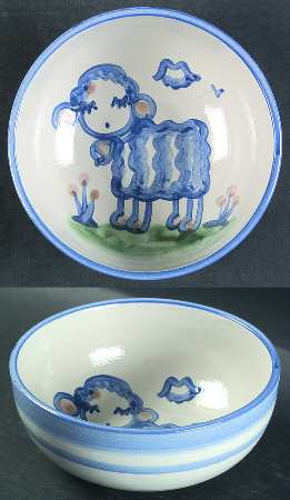 Country Scene Blue 6" Salad Serving Bowl