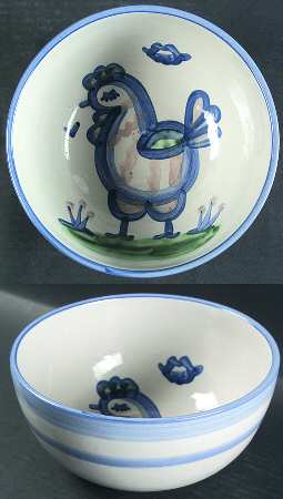 Country Scene Blue 8" Salad Serving Bowl