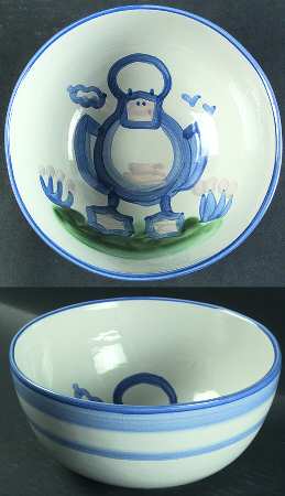 Country Scene Blue 8" Salad Serving Bowl