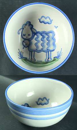 Country Scene Blue 8" Salad Serving Bowl