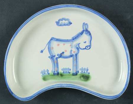 Country Scene Blue Crescent Salad Plate