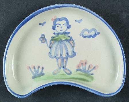 Country Scene Blue Crescent Salad Plate
