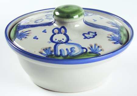 Country Scene Blue Large Butter Tub & Lid