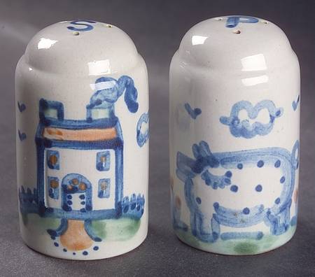 Country Scene Blue Salt & Pepper Set