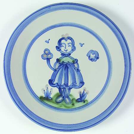 Country Scene Blue Dinner Plate