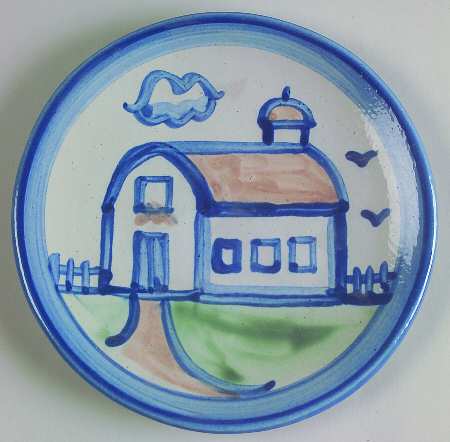 Country Scene Blue Bread & Butter Plate