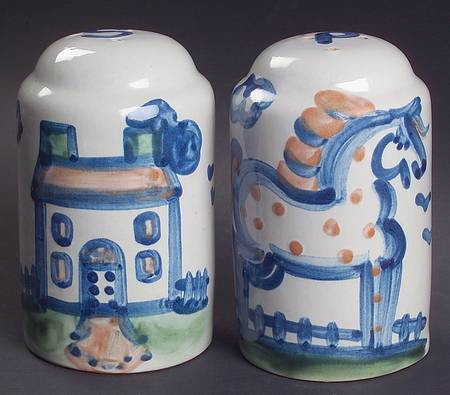 Country Scene Blue Salt & Pepper Set