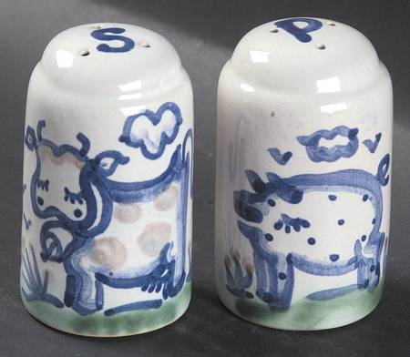 Country Scene Blue Salt & Pepper Set
