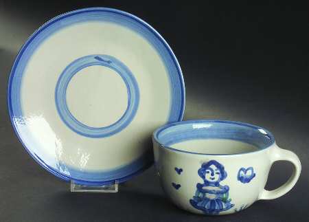 Country Scene Blue Oversized Cup & Saucer Set