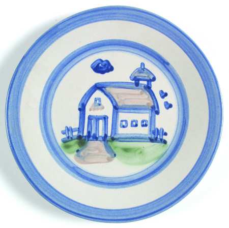 Country Scene Blue Salad/Dessert Plate