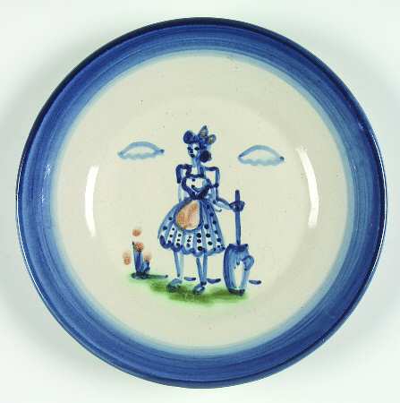 Country Scene Blue Salad Plate
