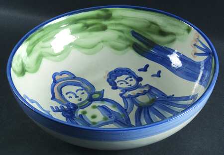 Country Scene Blue 11" Pasta Serving Bowl