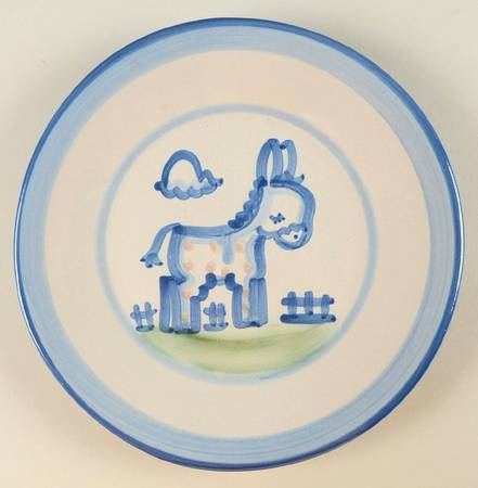 Country Scene Blue Salad Plate