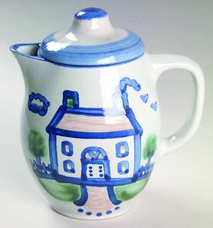 Country Scene Blue Mini Coffee Pot & Lid
