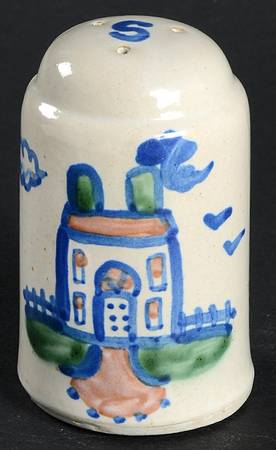 Country Scene Blue Salt Shaker