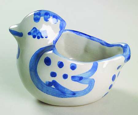 Country Scene Blue Salt Cellar