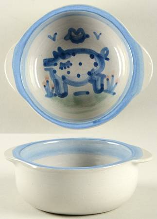 Country Scene Blue Open Individual Casserole