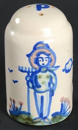 Country Scene Blue Pepper Shaker