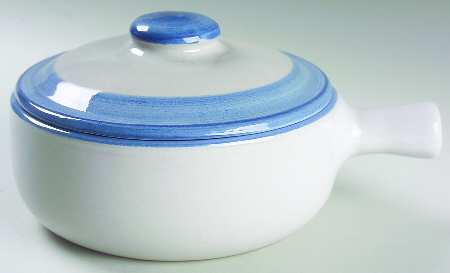 Country Scene Blue Large Porringer & Lid