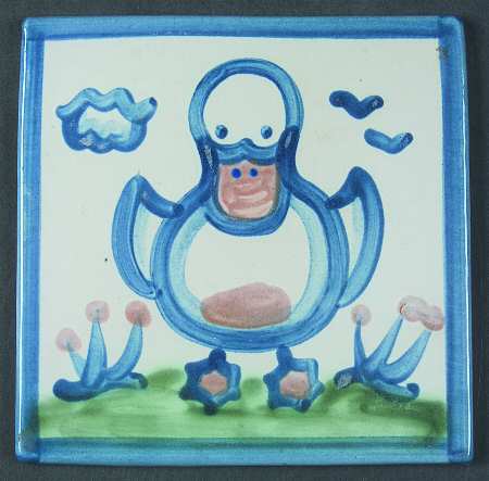 Country Scene Blue 6" Individual Ceramic Tile Insert