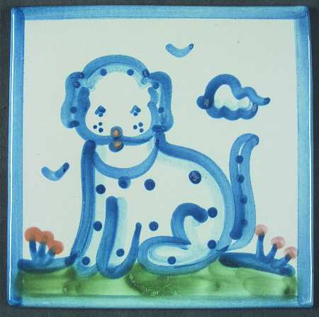 Country Scene Blue 6" Individual Ceramic Tile Insert