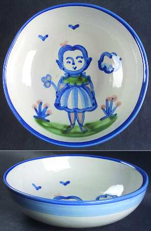 Country Scene Blue Coupe Soup Bowl