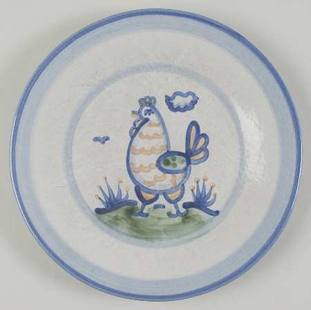 Country Scene Blue Salad Plate