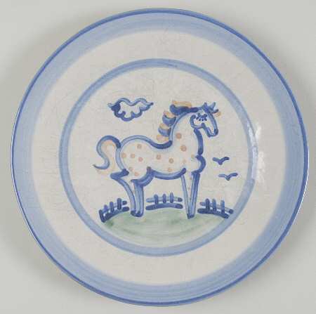 Country Scene Blue Salad Plate