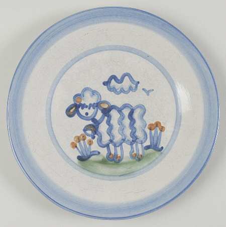 Country Scene Blue Salad Plate