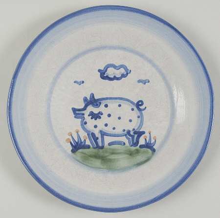 Country Scene Blue Salad Plate