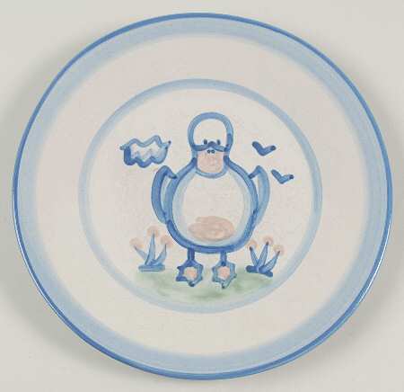 Country Scene Blue Salad Plate