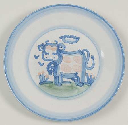 Country Scene Blue Salad Plate